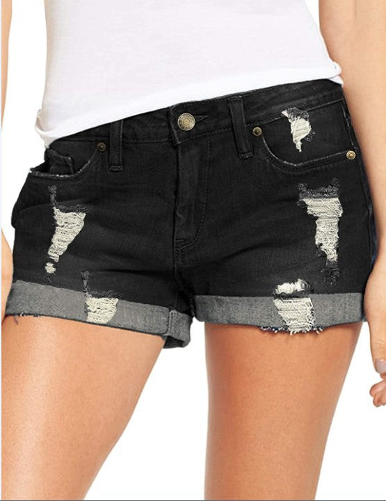 Damer Destroyed Denim-Shorts i casual fritidsstil Skjora