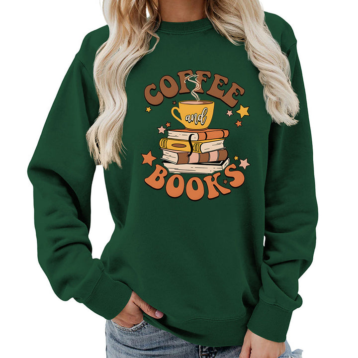 Dame sweatshirt med kreativ kaffebokdesign Skjora