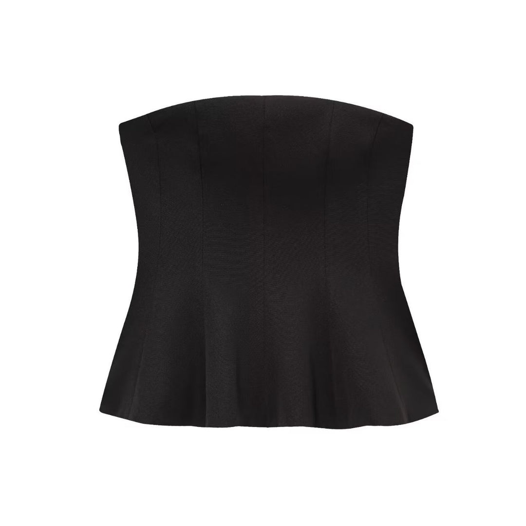 Dame Bustier-overdel med figurskapende snitt og elegant plissé Skjora