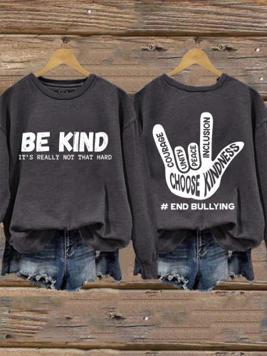 Dame sweatshirt med positiv melding og kreativ hånddesign Skjora