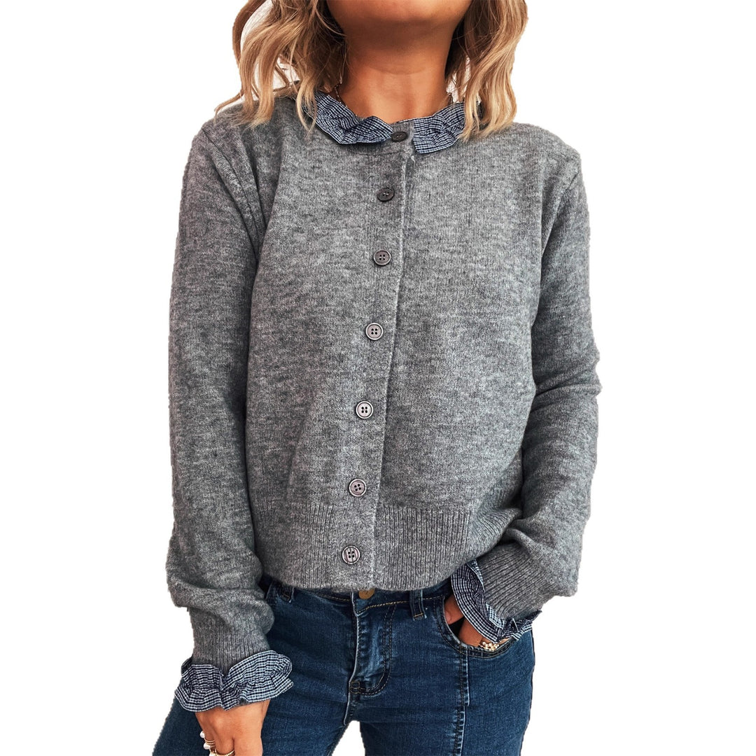 Kvinnens elegante cardigan med kontrastkrage Skjora