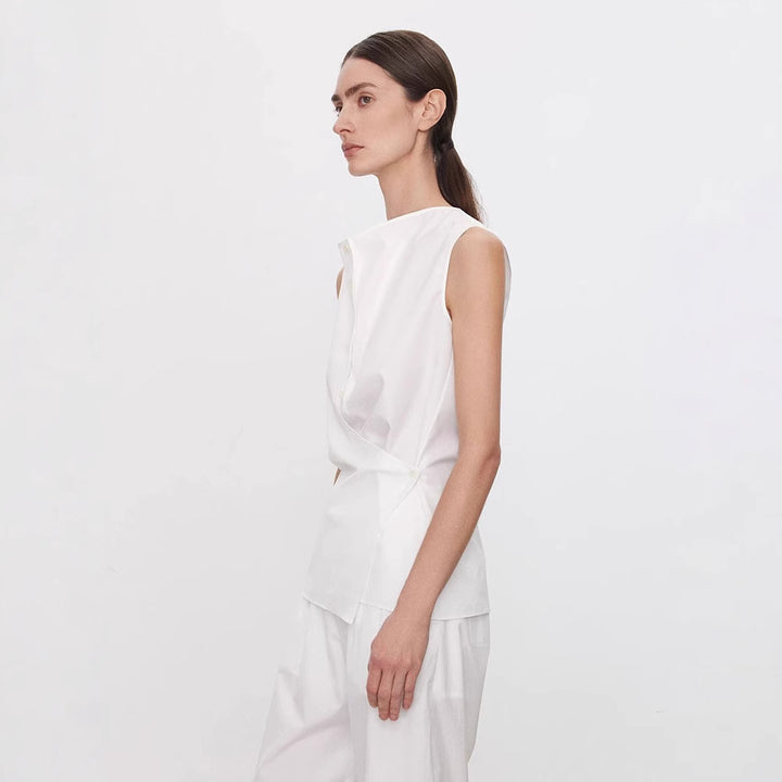 Dame Elegant ermeline skjorte med asymmetrisk snitt Skjora
