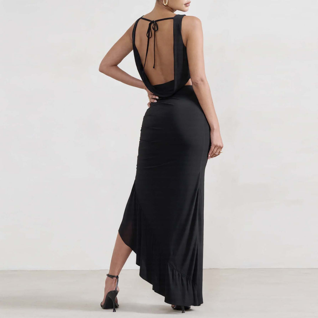 Women's Elegant Crop Top and Maxi Skirt Set with High Slit Skirt