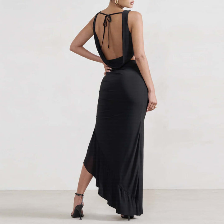 Women's Elegant Crop Top and Maxi Skirt Set with High Slit Skirt