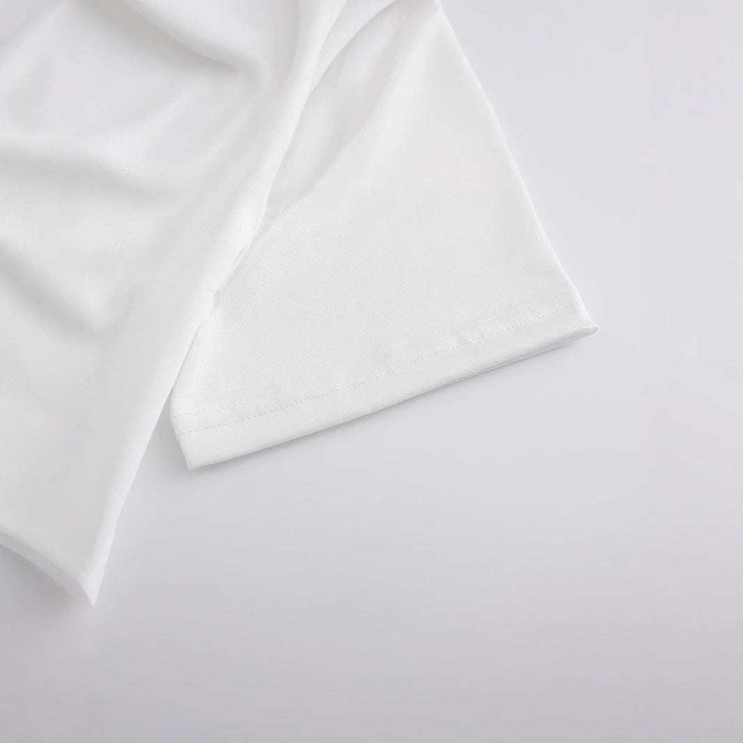 Dame Crop-T-skjorte med kreativ fritidsdesign Skjora