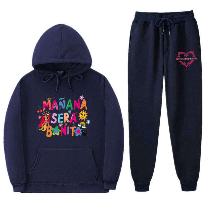 Kvinne Sweatshirt og Joggebukse Sett med Fargerik Trykk Skjora