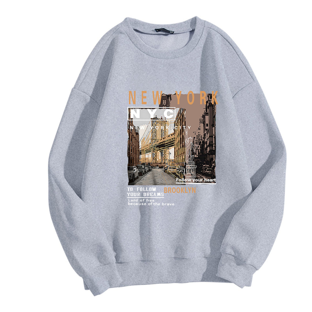 Kvinnenes komfortable sweatshirts med NYC-motiv Skjora