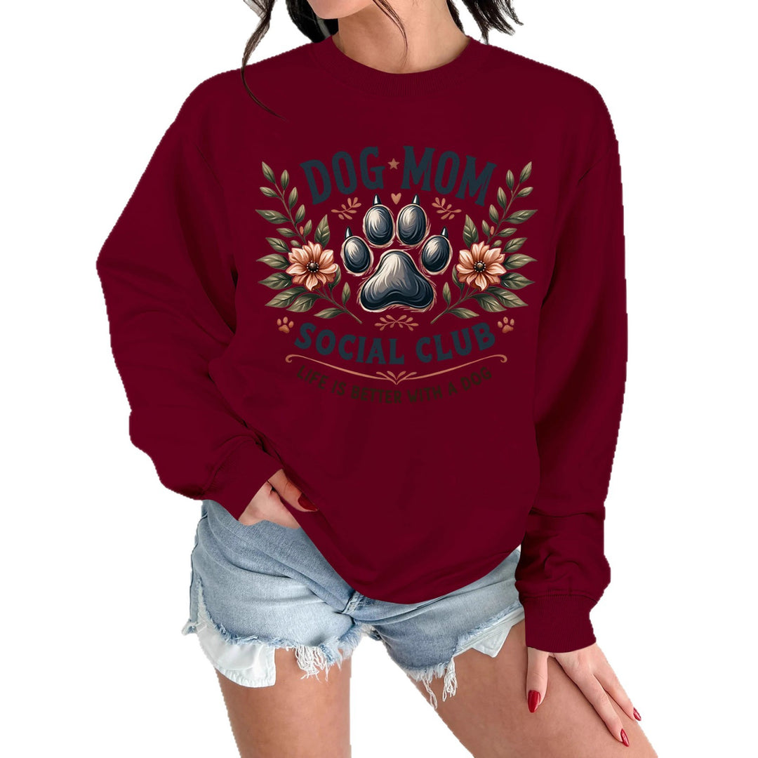 Kvinne sweatshirt med trendy hundemotiv og forbedret trykk Skjora