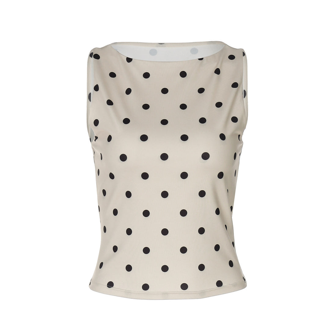 Dame ermeløs Polka-Dots topp Skjora