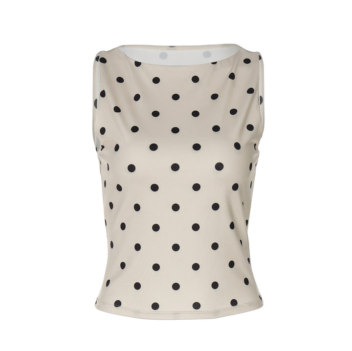 Dame ermeløs Polka-Dots topp Skjora
