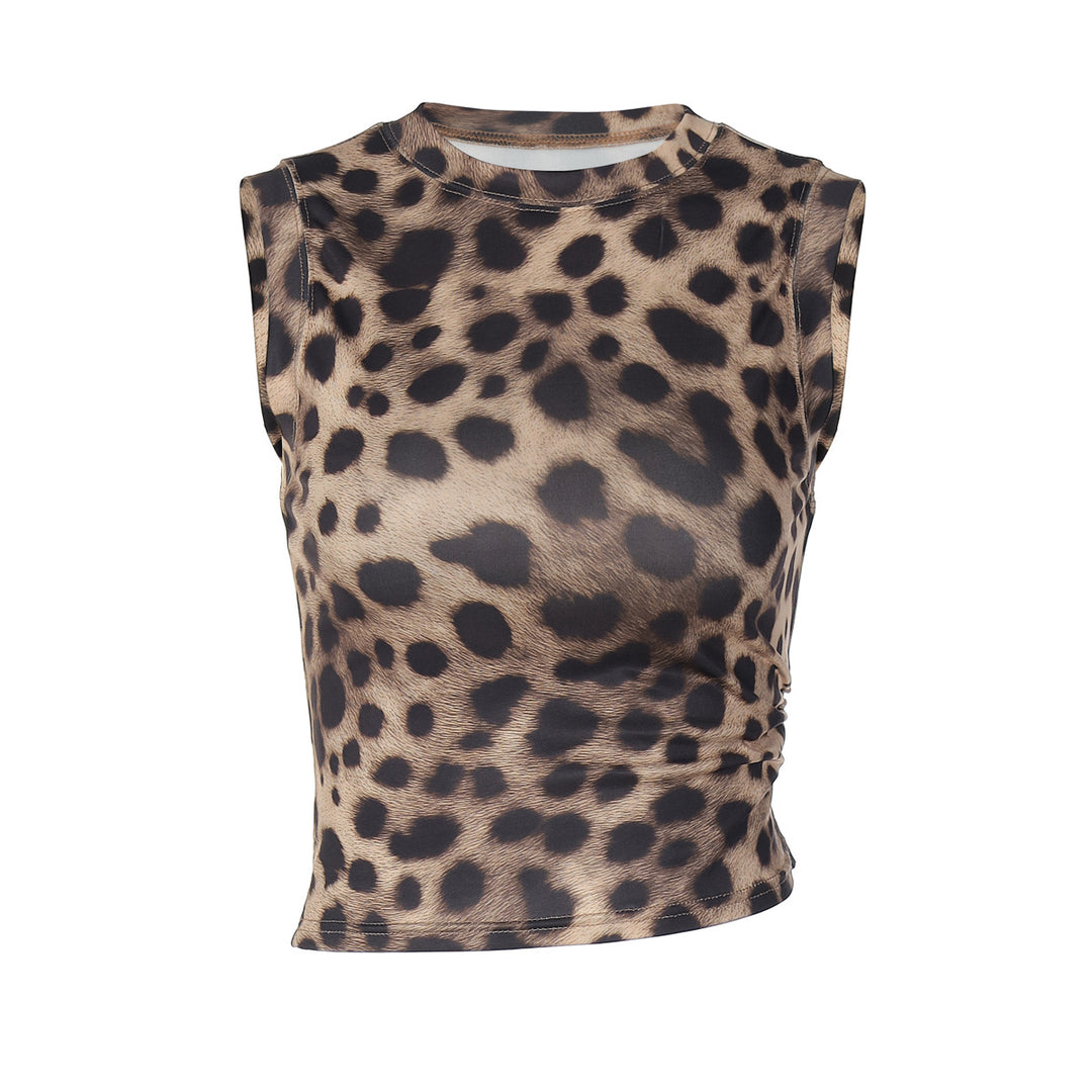 Dame Figurative topp med leopardmønster Skjora
