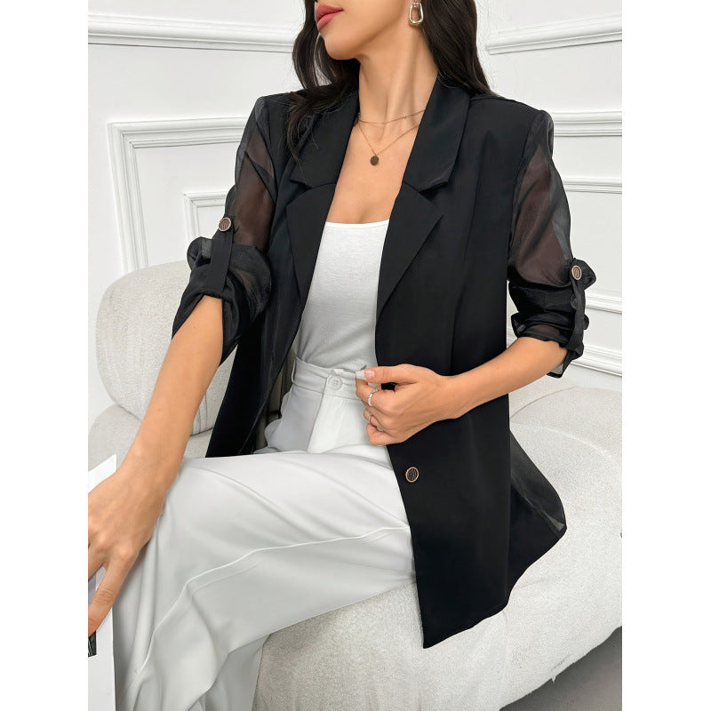 Dame Elegant Blazer med gjennomsiktige ermer Skjora