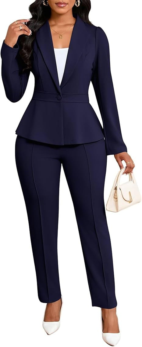 Kvinner elegante peplum blazer og bukse sett Skjora