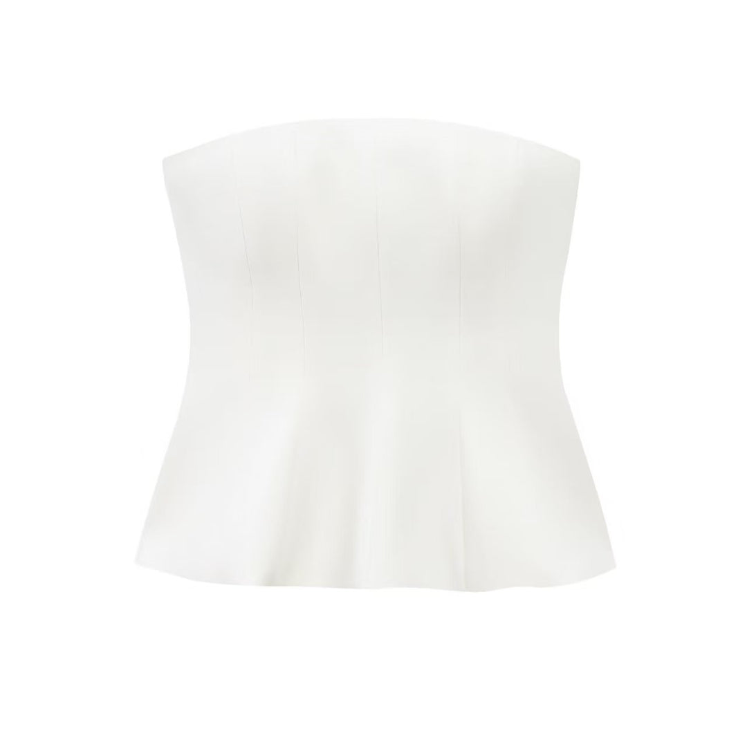 Dame Bustier-overdel med figurskapende snitt og elegant plissé Skjora