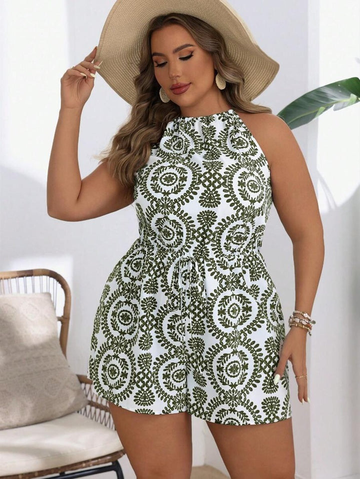 Dame Stilig Jumpsuit med elegant Halterkrage og Bindebånd Skjora