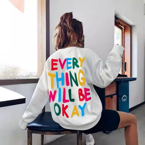 Dame sweatshirt med fargerik skrift Skjora