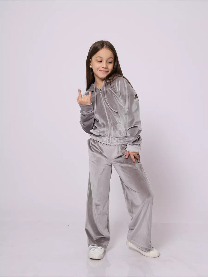 Dame Fleece Loungewear Sett med Hette og Høy Midje Skjora
