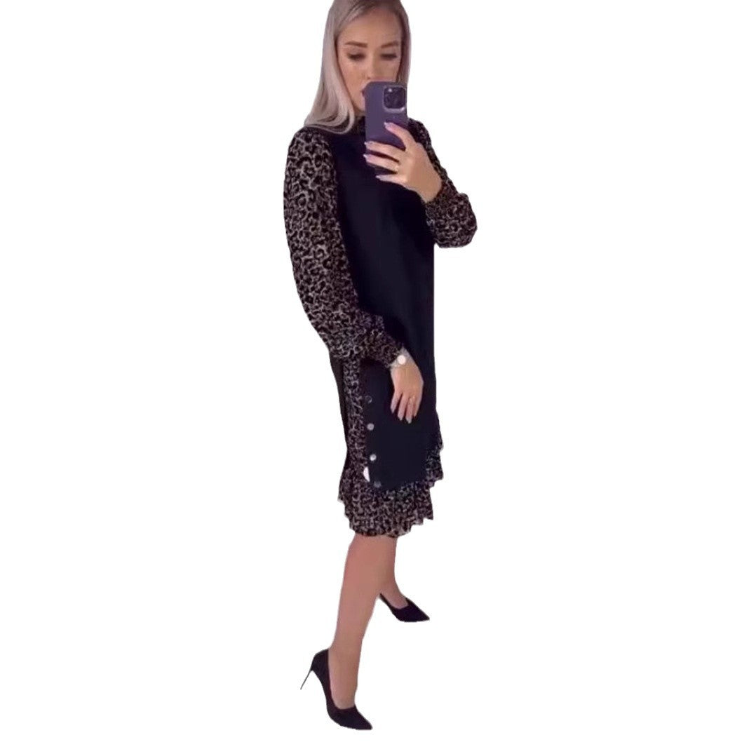 Kjoler Elegant Kjole med Unike Volangdetaljer og Knappe dekorasjon Skjora