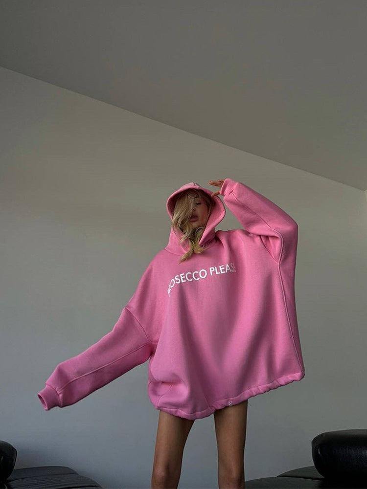 Kvinne oversized hettegenser med justerbar nederkant Skjora