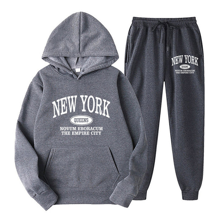 Kvinnelig Sporty Hettesett med Stor New York Trykk Skjora