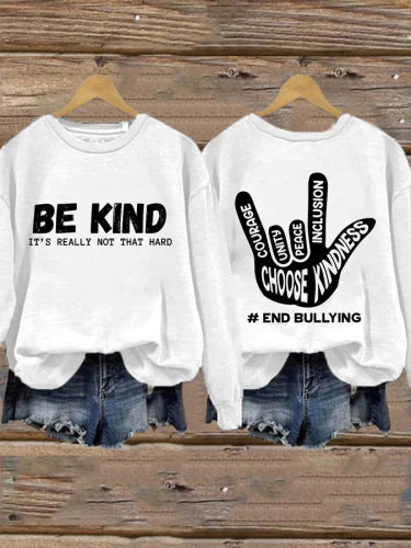 Dame sweatshirt med positiv melding og kreativ hånddesign Skjora