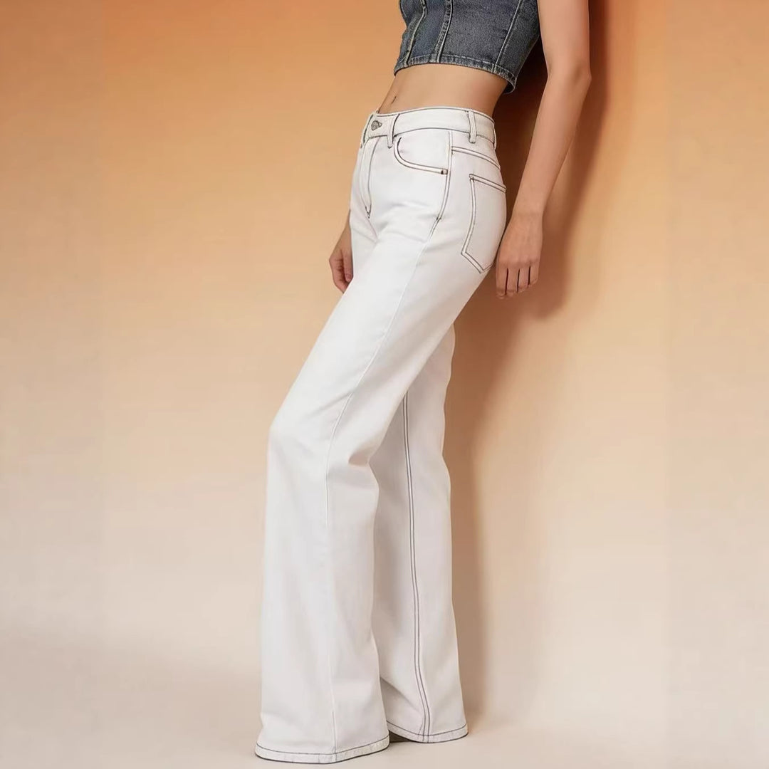Dame Flared Jeans med høy midje og elegante sømdetaljer Skjora