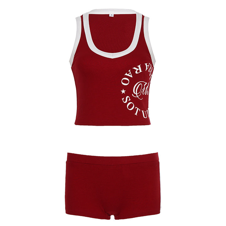 Dame Sporty Set med rynker og moderne trykk Skjora