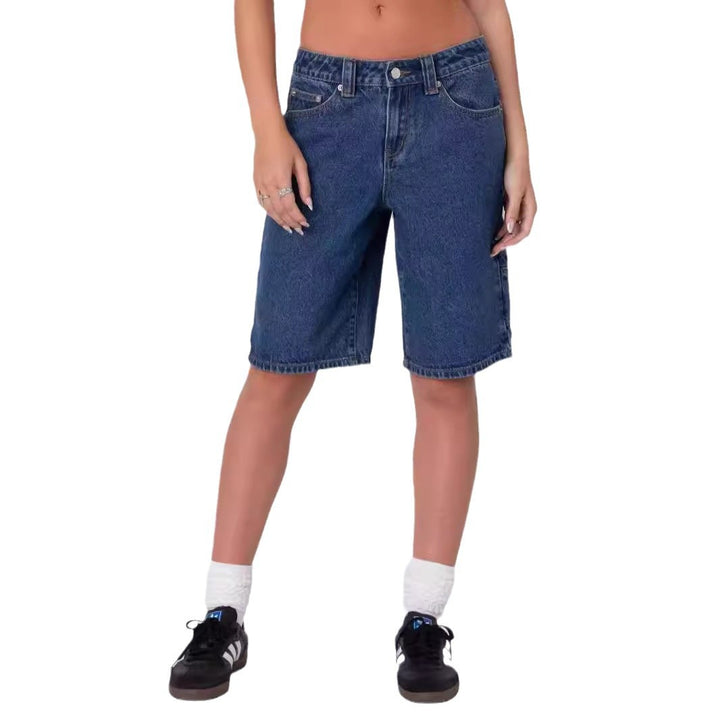 Dame moteriktige denim-shorts med avslappet snitt og høy midje Skjora