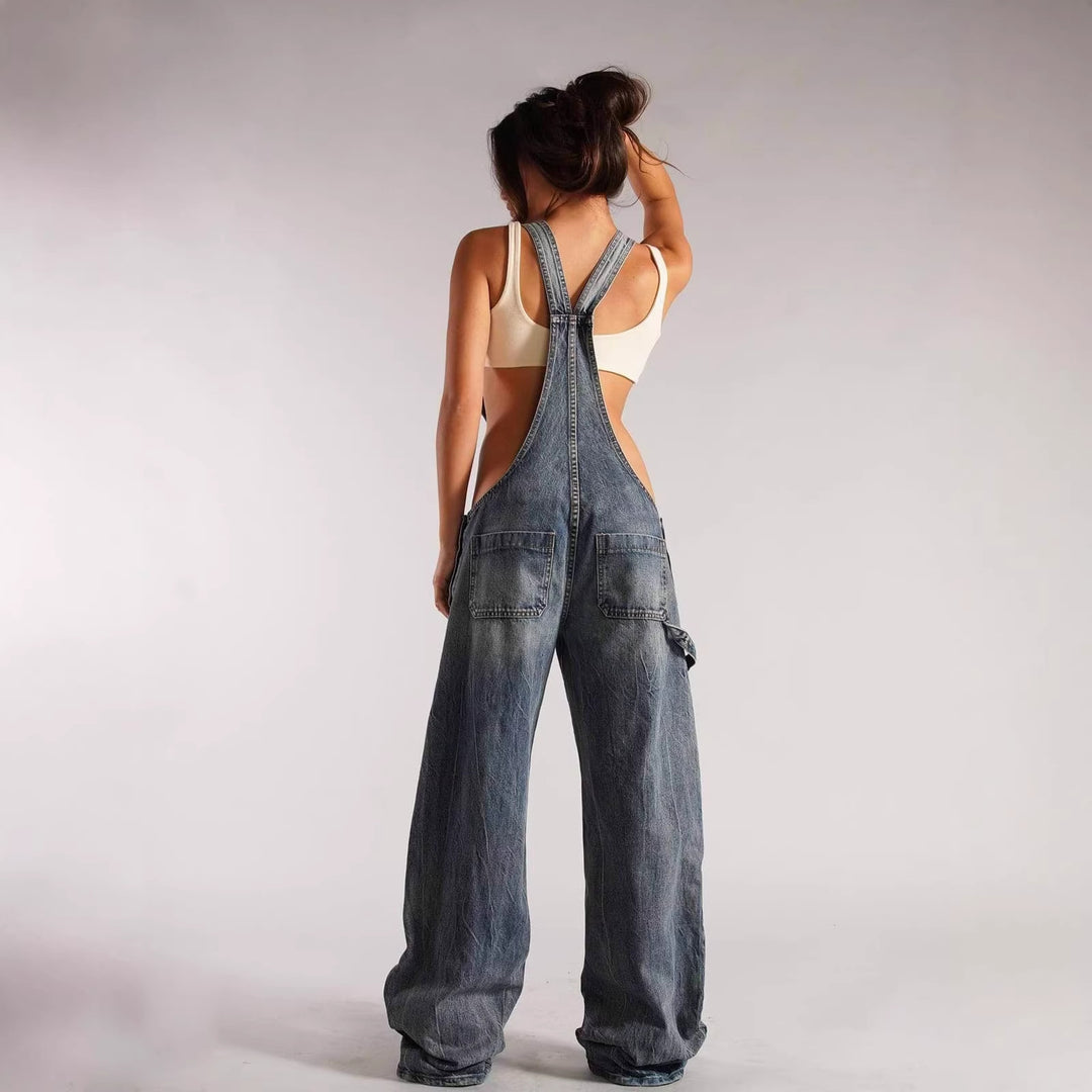 Damer avslappet denim salopp bukse med oversized snitt og praktiske lommer Skjora