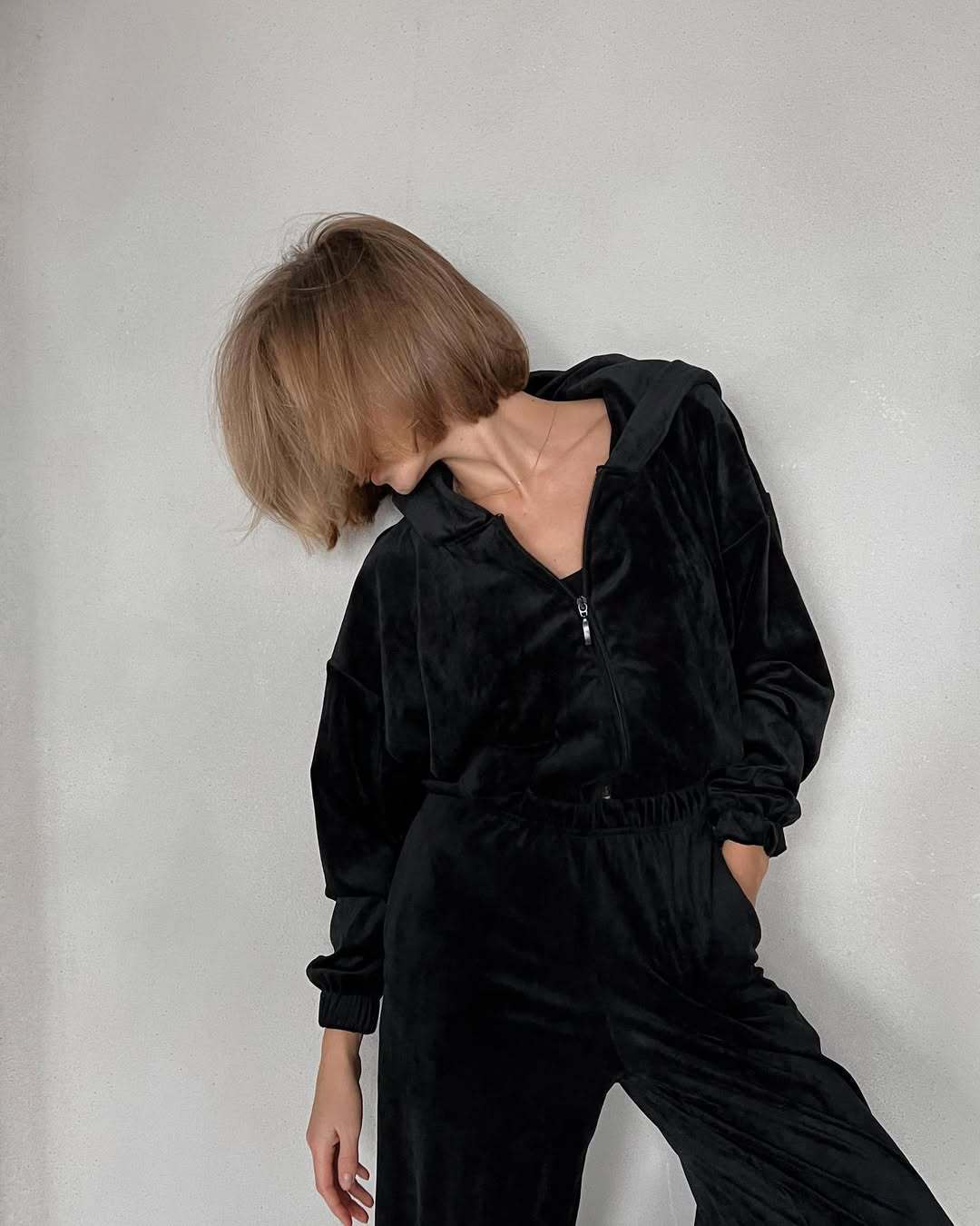 Damer Elegant Fleece Treningdresser med Høy Krage Skjora