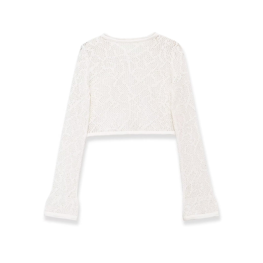 Dame Cropped Strikketopp med elegant lengdemønster Skjora