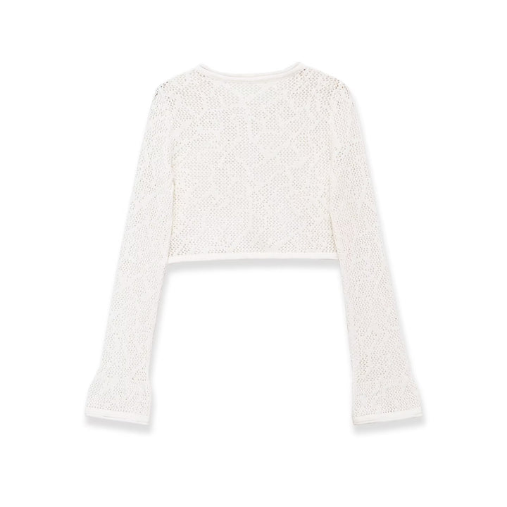Dame Cropped Strikketopp med elegant lengdemønster Skjora