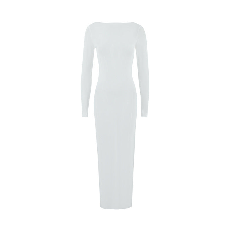 Damer Langermet Maxikjole med elegant snitt og figursydende design Skjora
