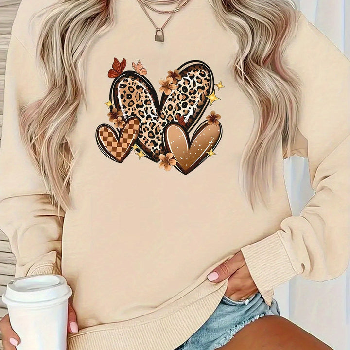 Kvinnelig sweatshirt med attraktive hjerte-motiver Skjora