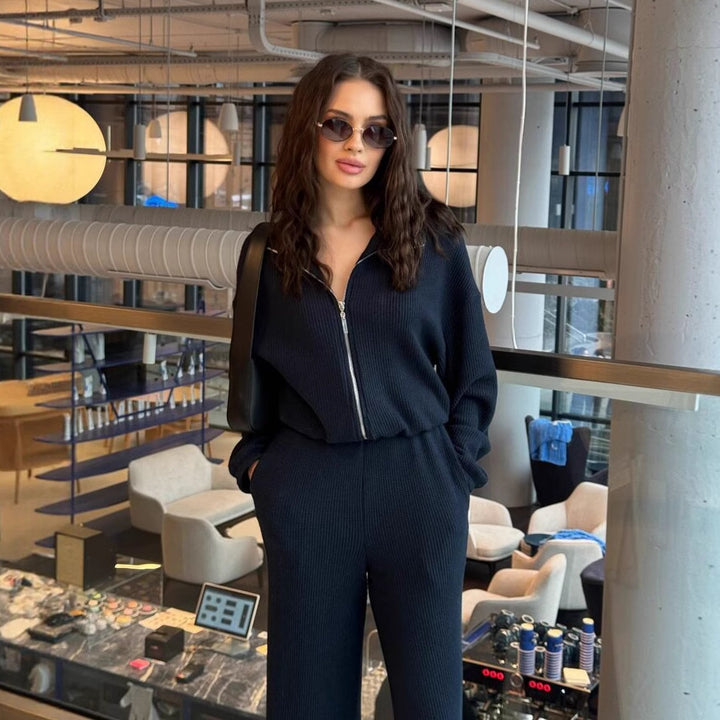 Kvinnelig hverdags jumpsuit med full-lengde glidelås og vide bein Skjora