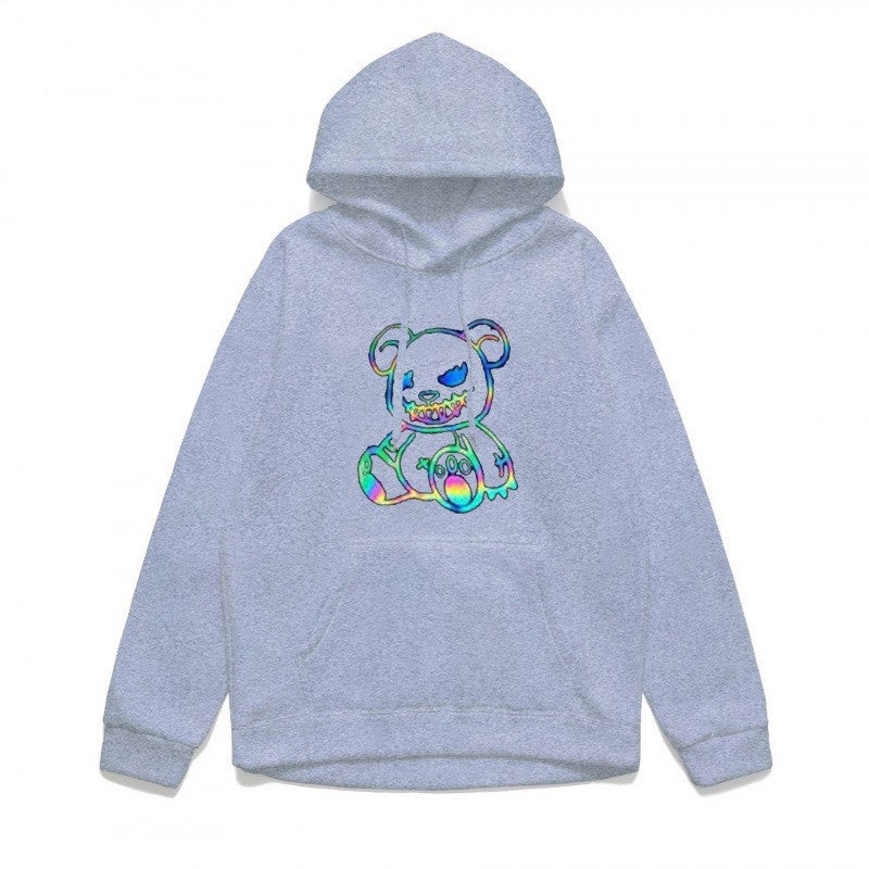 Damer hoodie sweatshirt med kult bjørnemotiv og behagelig passform Skjora