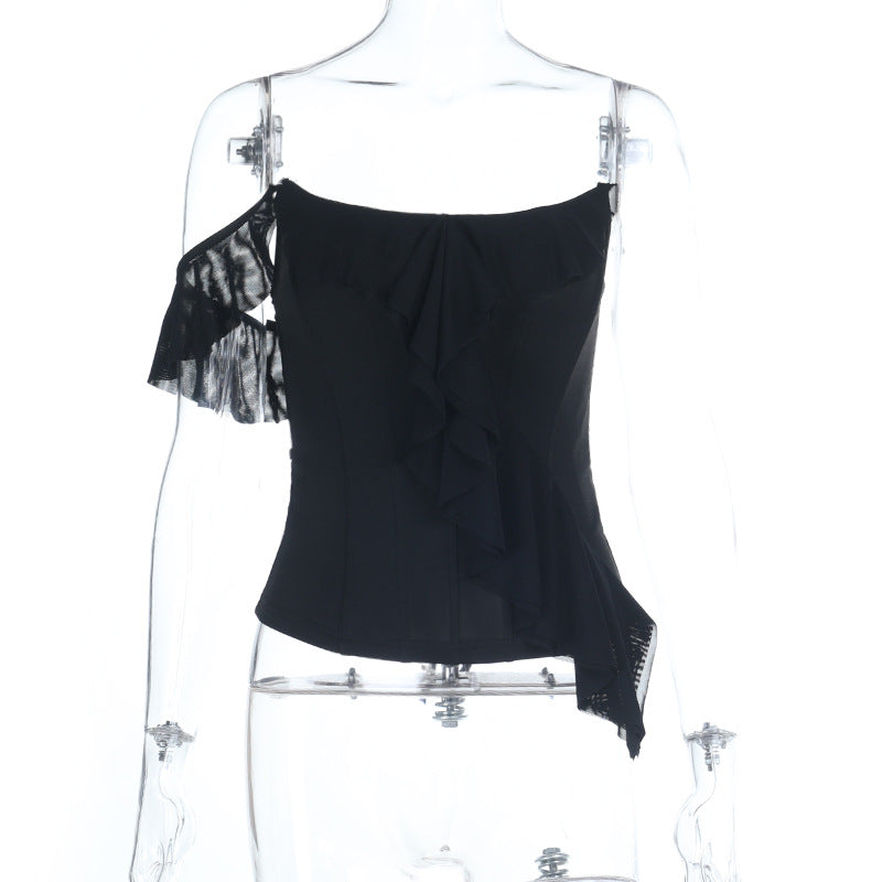 Dame elegant spissbluse med asymmetrisk design Skjora
