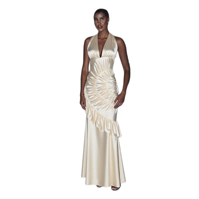 Dame Elegant Maxikjole med asymmetrisk snitt og raffinerte draperinger Skjora