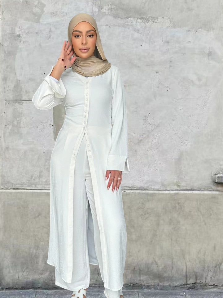 Dame jumpsuit med elegant knappedesign og vide ben Skjora