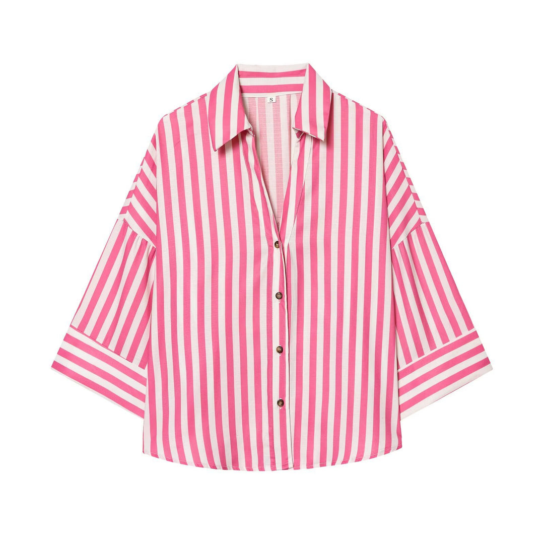 Dame skjorte-bluse med avslappet snitt og elegante 3/4-ermer Skjora