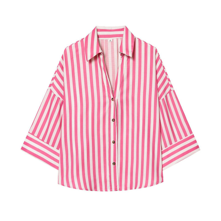 Dame skjorte-bluse med avslappet snitt og elegante 3/4-ermer Skjora