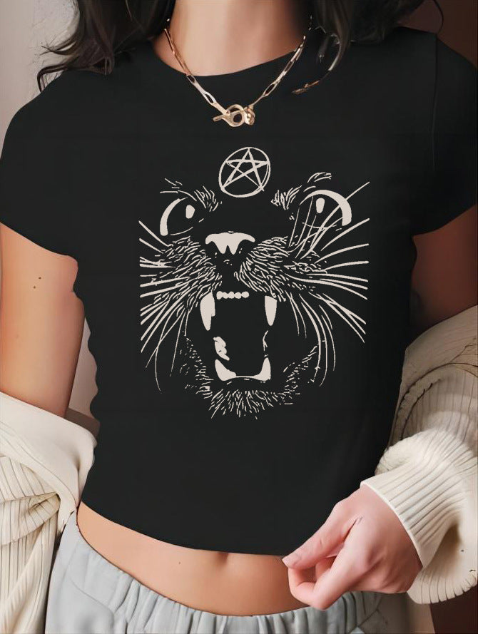 Dame Crop Top med 90-talls trykk Skjora