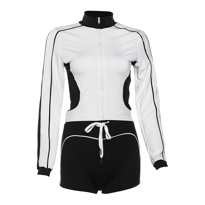 Damer Sporty Kortermet Sett med Glidelås og Shorts Skjora
