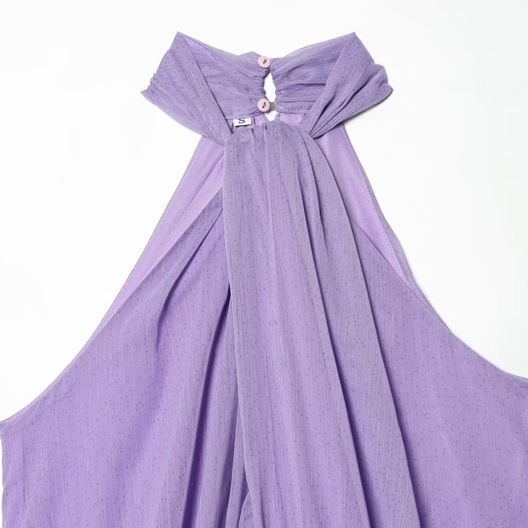 Damer halterneck-top med elegant drapering og høy kvalitetsstoffer Skjora