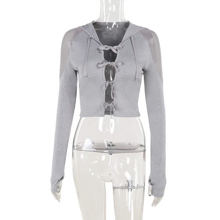 Damer sporty cropped topp med hette og raffinert stropper Skjora