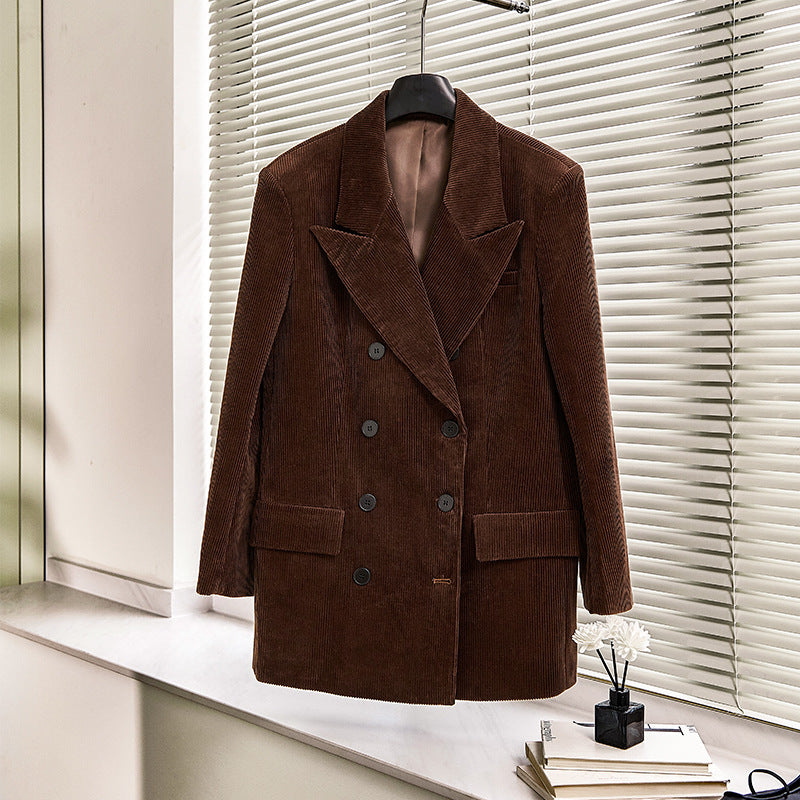Damer elegant Cordblazer med dobbel knapperekke og klassisk snitt Skjora