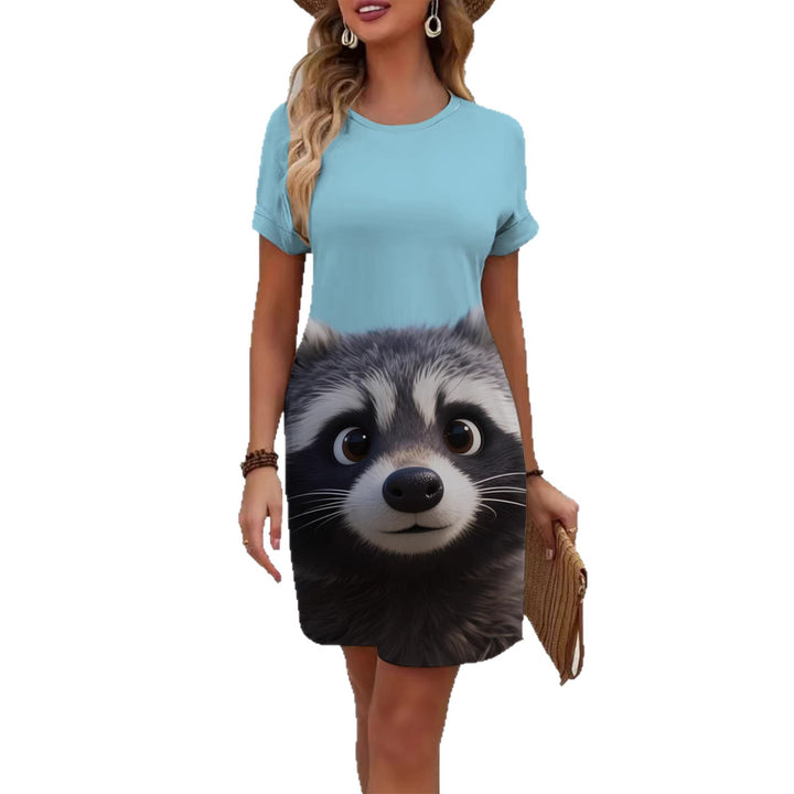 Damen T-Shirt Kleid mit kreativem Druckdesign Skjora