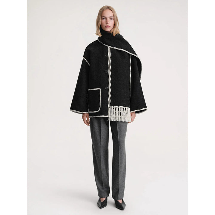 Dame elegant og allsidig Ull Poncho Skjora