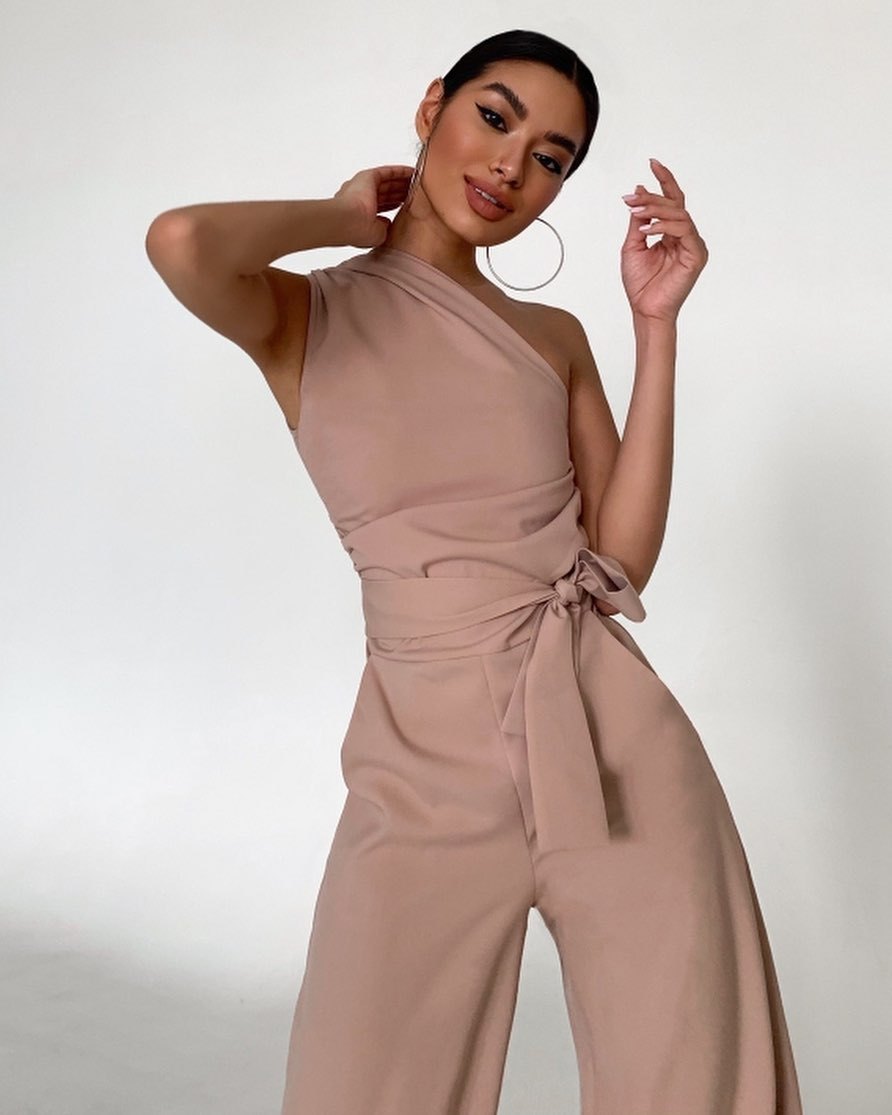 Dame En-Skulder Jumpsuit med vid ben Skjora