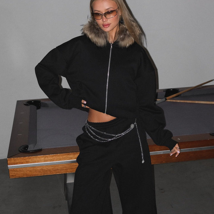 Dame casual oversized jakke med full glidelås og praktiske lommer